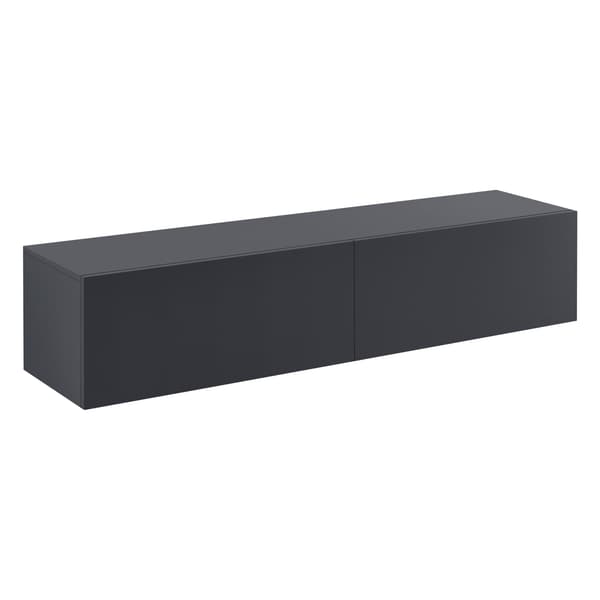 [en.casa] Väggskåp Evaton-tv-bord-sängbord-hallmöbel-med 2 lådor-140x33x30cm-melaminbelagd spånskiva-mörkgrå matt-max. belastning: 25 kg