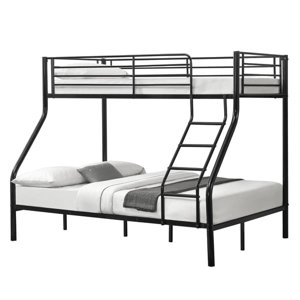[neu.haus]® Våningssängstomme i metall-210x147,5x168cm-plats för 3-med stege-svart