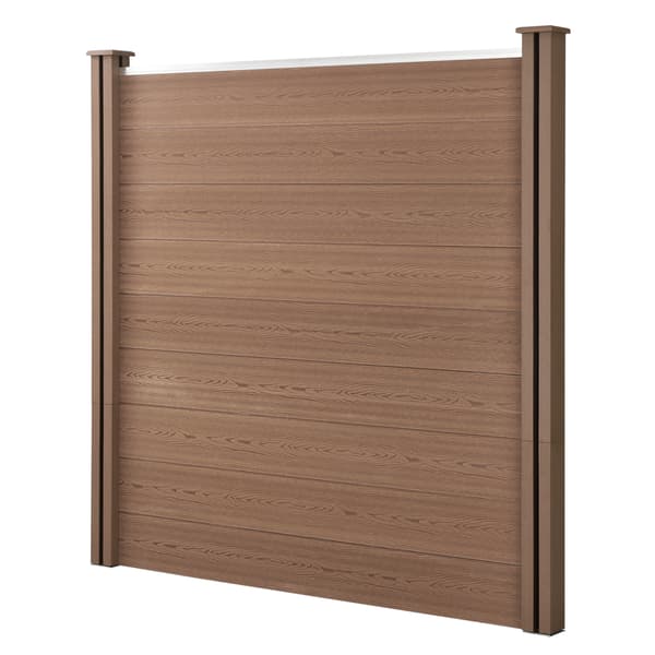 [neu.holz]® WPC Staket set med stolpe: fyrkantig, lutad-183x625cm-brun