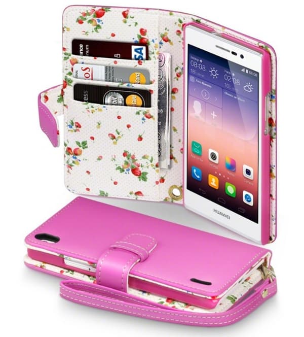 Mobilväska Huawei Ascend P7 Floral Pink