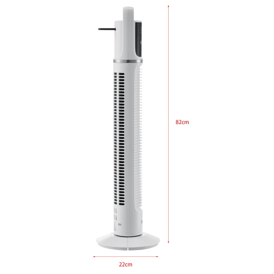 [in.tec]® Tornfläkt-Pelarfläkt-78x18x18cm-vit-40W-oscillationsfunktion-med fjärrkontroll