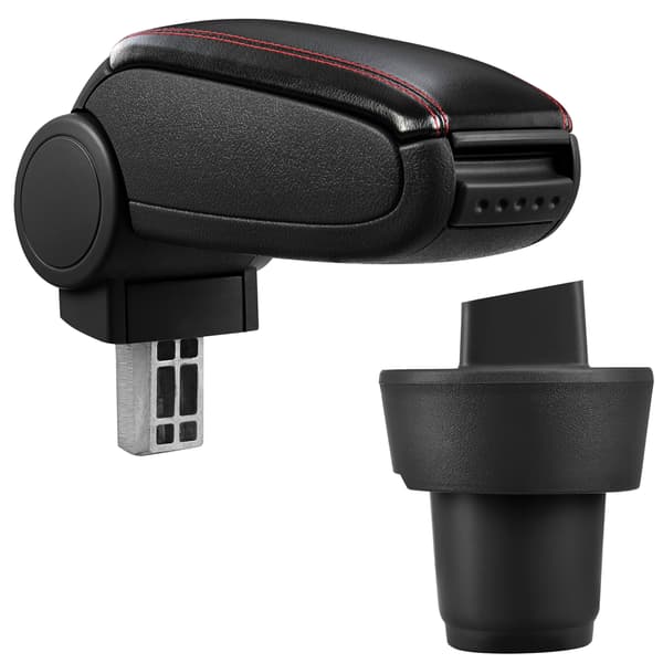 [pro.tec]® Armlæn til Seat Mii tre- og femdørs - kunstlæder - sort med rød søm