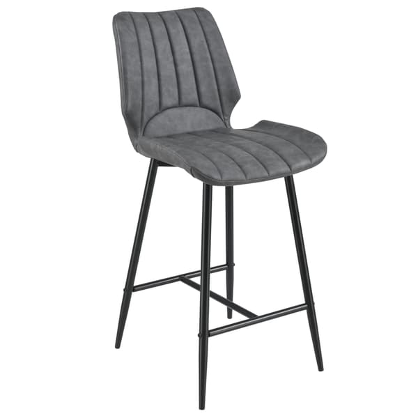 [en.casa]® Barstol Planica set 2-102,5x46,5x51cm-alcantara konstläder / metall-mörkgrå