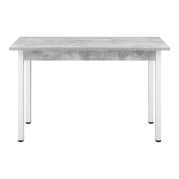 [en.casa]® Matbord Den Haag-120x60x75cm-pulverlackerat stål-melaminbelagd MDF-betongkänsla-vit-plats för 4