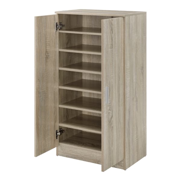 [en.casa] Skoskåp med dörrar-7 förvaringsytor, plats för 14 par skor-108x55x35cm-ek optik