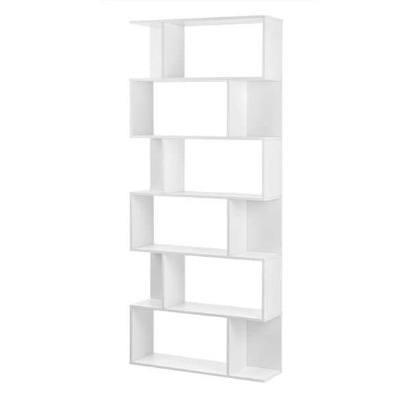 [en.casa]® Bokhylla Oxford-192x80x24cm-melaminbelagd spånskiva-vit-max. belastning per hylla: 8 kg