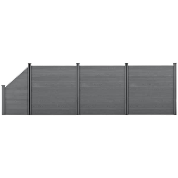 [neu.holz]® WPC Staket set med stolpe: fyrkantig, lutad-183x625cm-grå