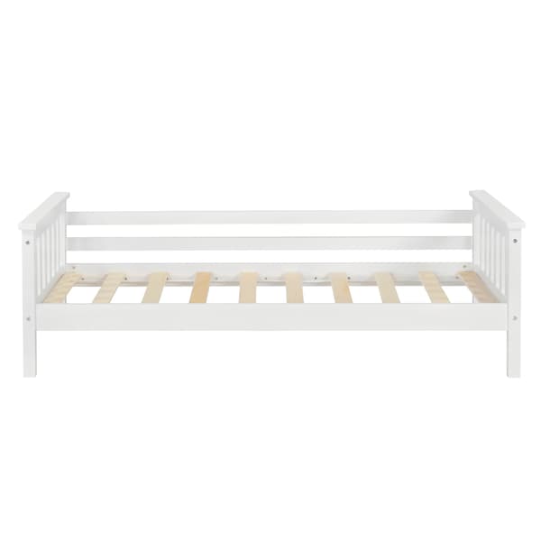 [en.casa]® Barn / Junior sängstomme Nuuk inkl. ortopedisk madrass och ribbotten-148x80x52cm-furu-vit-max.belastning: 50 kg