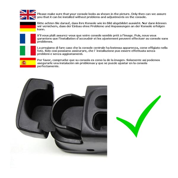 [pro.tec]® Automallikohtainen keskikäsinoja Nissan Micra (K12) - keskikäsinoja - säilytystilalla - keinonahka - musta, punaiset saumat