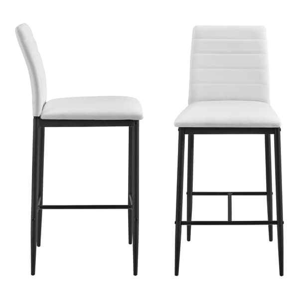 [en.casa]® Barstol Lidköping-set 2-med fotstöd-96x43x47cm-PU-konstläder-stål-svart-vit