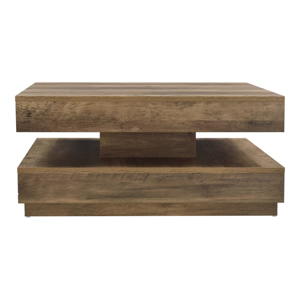 [en.casa] Sofabord - 76x76x38cm - spånplade - med hylde - drejende bordplade - træ-udseende