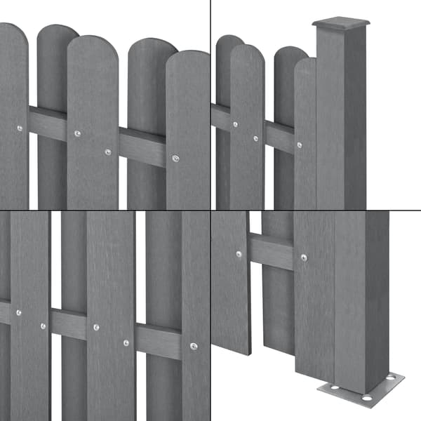[neu.holz]® Staket med stolpe WPC-180x180cm-grå