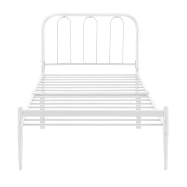 [en.casa]® Sängstomme Hanko i metall inkl. ribbotten-200x90-stål-vit (matt)-reptålig