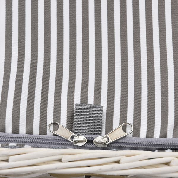 [casa.pro]® Picknickkorg med integrerat kylbox, tallrikar, bestick-set för 4 personer-Vit-40x28x19cm