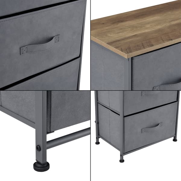 [pro.tec]® Byrå med 4 lådor-95x45x30cm-metall-nonwoven-träimitation-MDF