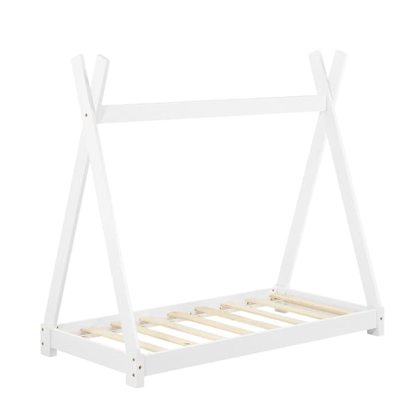 [en.casa]® Barnsäng tipitält inkl. madrass-70x140cm-vit