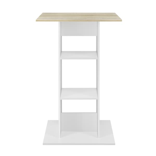 [en.casa] Barbord Visby-70x70x110cm-med hylla-vit-ek optik-melaminbelagd spånskiva