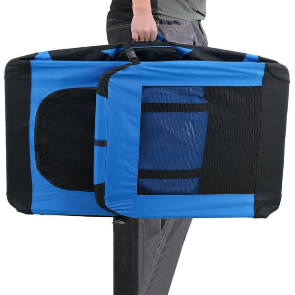 [pro.tec]® Transportväska för hund-Hundtransportbox-ihopfällbar-M-60x42x42cm-Royalblå