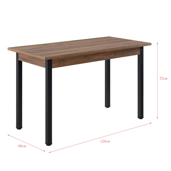 [en.casa]® Matbord Den Haag-120x60x75cm-pulverlackerat stål-melaminbelagd MDF-valnöt imitation-svart-plats för 4