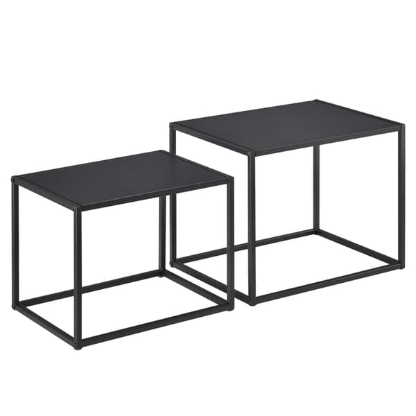 [en.casa]® Sofabord / Sideboard Unni sæt med 2-metal-35x45x35cm-30x40x30-modstandsdygtig mod ridser-sort-matt