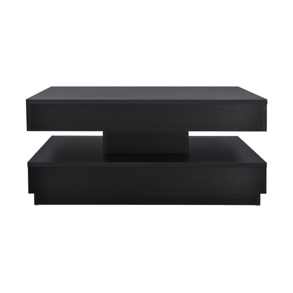 [en.casa]® Soffbord Brilon-roterande bordsskiva-76x76x38cm-svart-med hylla