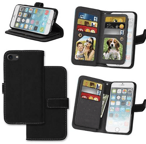 Plånboksfodral iPhone 6/6S w/Double Card Slots (9 Cards) Black