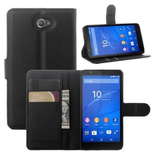 Mobilväska Sony Xperia E4 Black w/Stand
