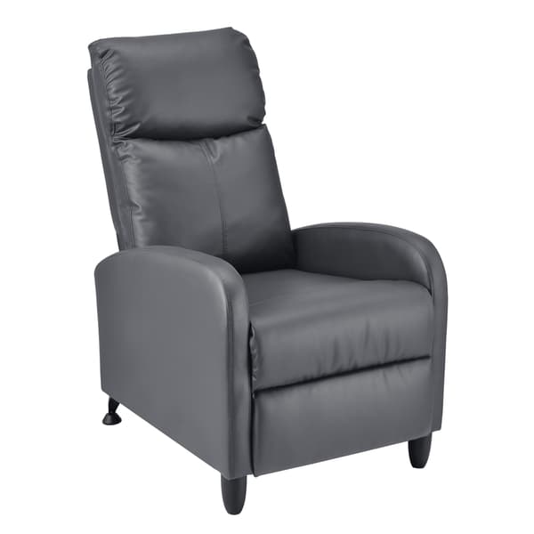 [en.casa] ® Relax lænestol Cleo-polstret-102x60x92cm-siddehøjde: 46 cm-PU kunstlæder-metal-grå-sort-justerbar ryg