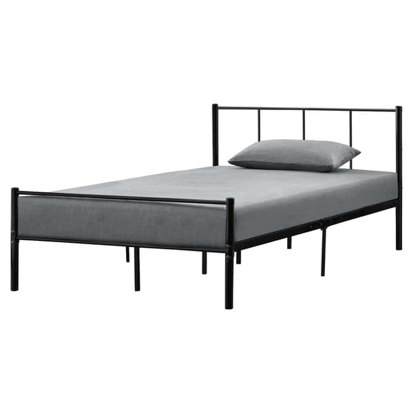 [en.casa]® Sängstomme i metall med ribotten-200x120cm-pulverlackerat stål-svart