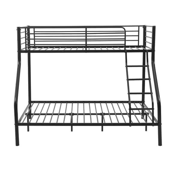 [neu.haus]® Køjeseng ramme af metal inkl. madras - 210x147,5x168cm - plads for 3 - med stig - sort
