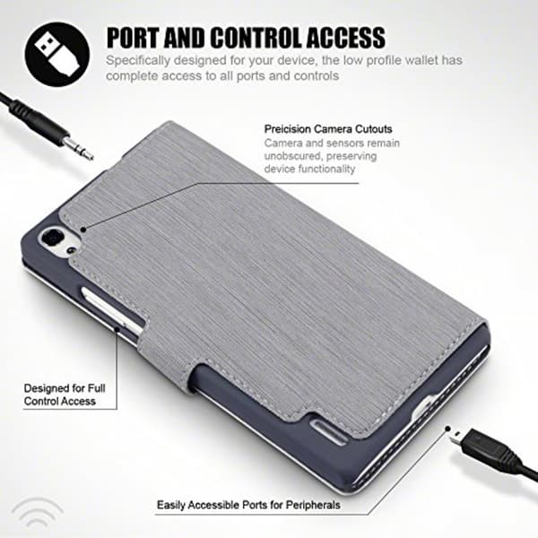 Mobilväska Huawei Ascend P7 Grey Slim