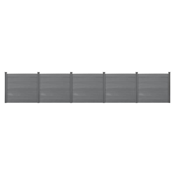 [neu.holz]® WPC Staket med 6 stolpar-165x770cm-grå-32 WPC-skivor-hållbar och väderbeständig