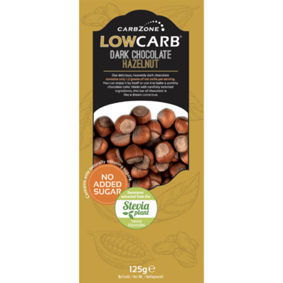 10 PACK Low Carb Dark Chocolate Hazelnut 125g