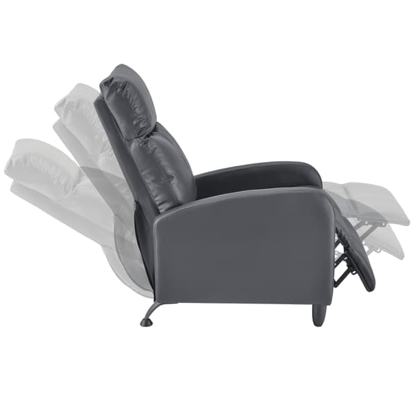 [en.casa] ® Relax lænestol Cleo-polstret-102x60x92cm-siddehøjde: 46 cm-PU kunstlæder-metal-grå-sort-justerbar ryg