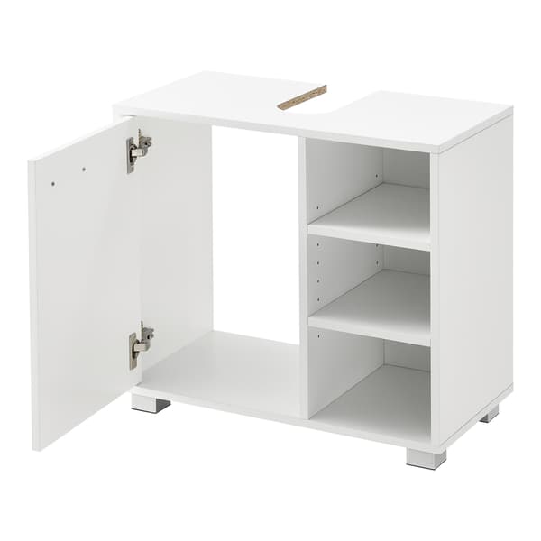 [en.casa]® Tvättställsunderskåp Narvik med dörr och 3 hyllplan-55,6x60x31cm-melaminbelagd spånskiva-vit