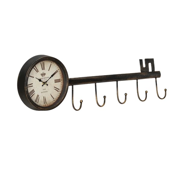 [en.casa]® Vægur nøgle mønster - analog ur - 88x7x26 cm - farvet - glas