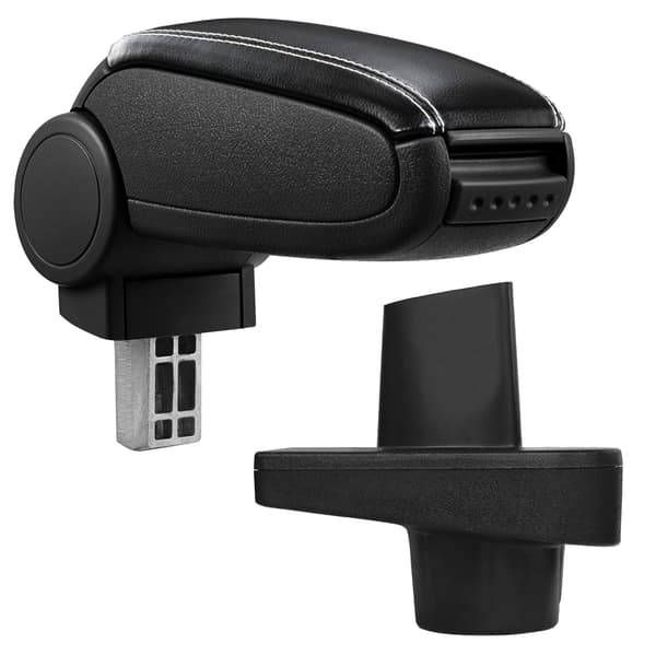 [pro.tec]® Armlæn til Renault Clio IV X98 (2012-) - kunstlæder - sort med hvid søm