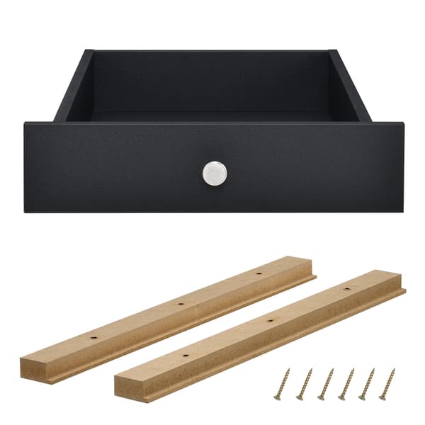 [en.casa]® Skuffe til europalle med skinner - standard - 9,5x37,5x44,5cm - sort