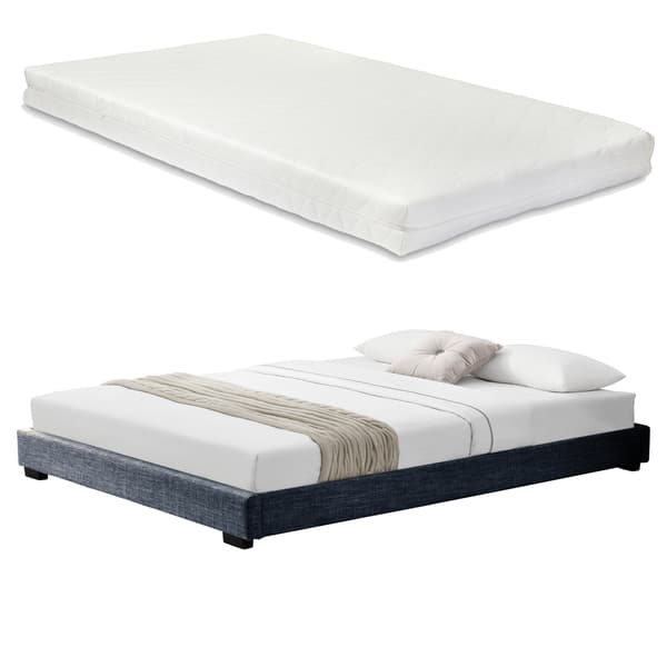 Corium® Säng Luna inkl. madrass-200x180cm-linne-mörkgrå