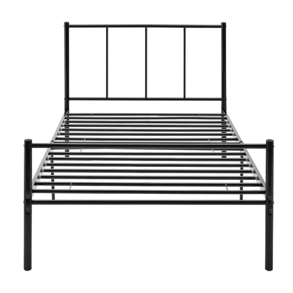 [en.casa]® Sängstomme i metall med ribotten-200x90cm-pulverlackerat stål-svart