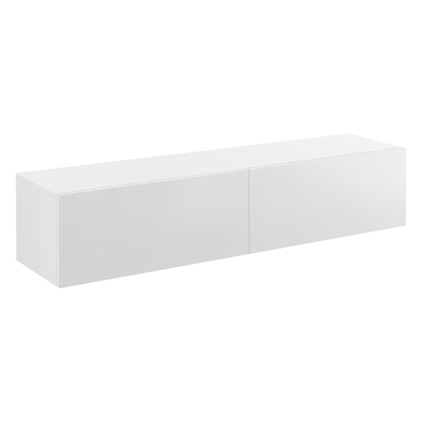 [en.casa] Väggskåp Evaton-tv-bord-sängbord-hallmöbel-med 2 lådor-140x33x30cm-melaminbelagd spånskiva-vit högglans-max. belastning: 25 kg