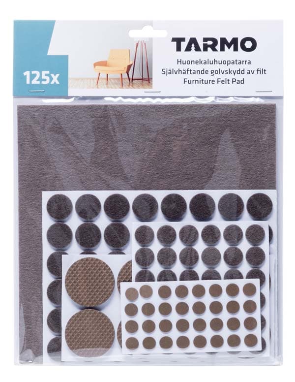 Tarmo Självhäftande möbeltassar 125-pack - Svart