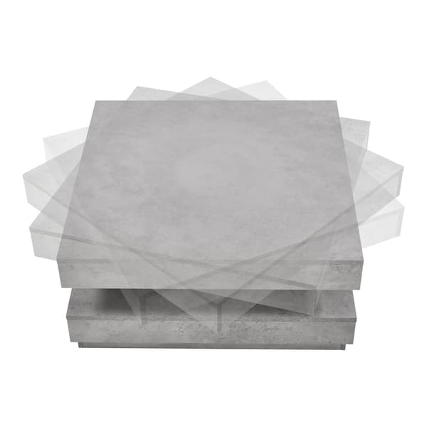 [en.casa] Sofabord - 76x76x38cm - spånplade - med hylde - drejende bordplade - betonfarvet