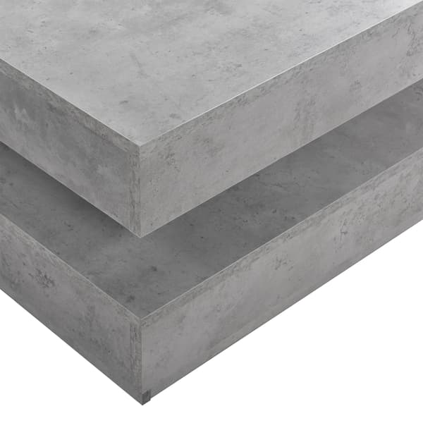 [en.casa] Sofabord - 76x76x38cm - spånplade - med hylde - drejende bordplade - betonfarvet