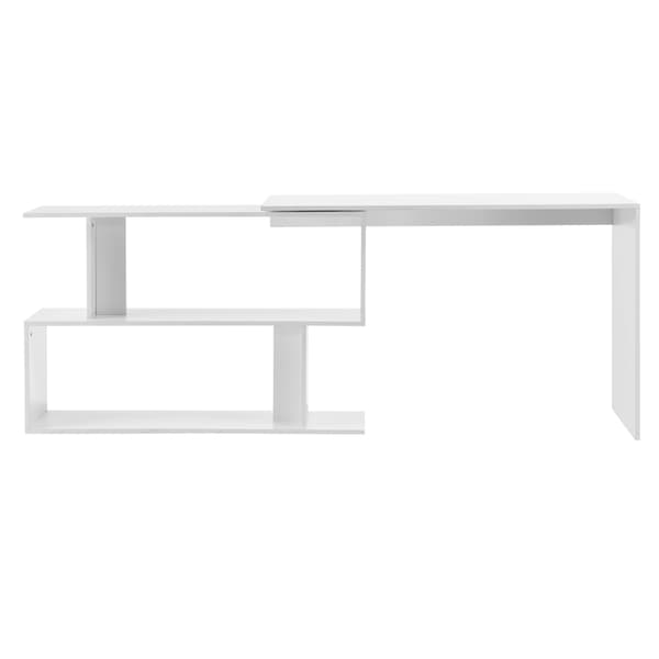[en.casa]® Skrivbord Arendal med med hylla-76,5x120x50cm-melaminbelagd spånskiva-vit