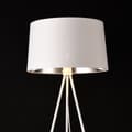 Miniatyrbillede 3 af 4: [lux.pro]® Gulvlampe Manchester-3 fødder-lampeskærm: Ø45cm-højde:150cm-metal-tekstil-hvid-sølv-1xE27, max.60W