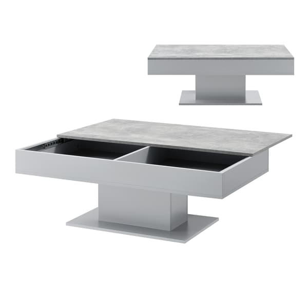 [en.casa]® Soffbord Lünen med inbyggd förvaring-40x110x60cm-betongskänsla / grå-melaminbelagd spånskiva