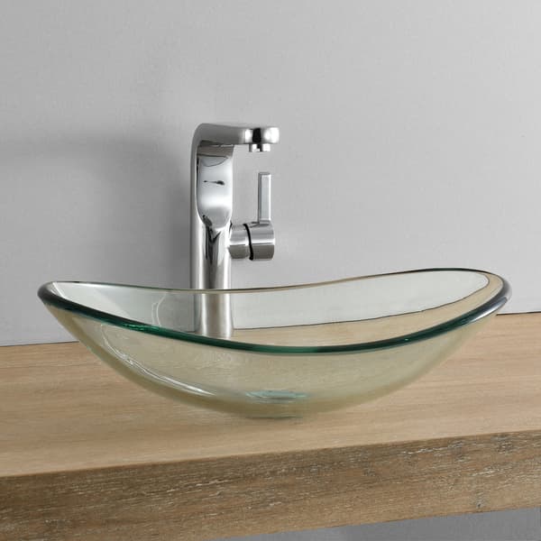 [neu.haus]® Tvättställ / Handfat för bänkskiva-47x30,5x13cm-utan blandarhål-transparent