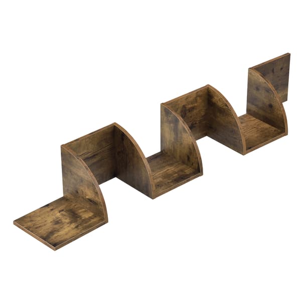 [en.casa] ® Zig zag-hylde-123x19,5x19,5 cm-valnød-efterligning-MDF-maks.15 kg