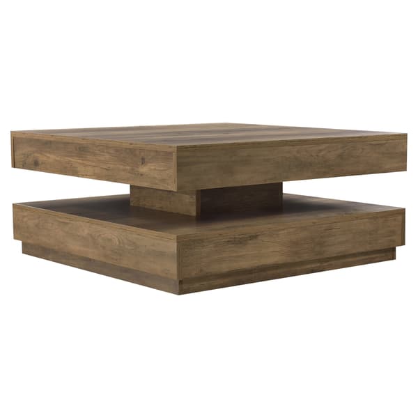 [en.casa] Sofabord - 76x76x38cm - spånplade - med hylde - drejende bordplade - træ-udseende